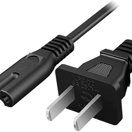 AC 2 Prong Power Cord 3FT C7 Figure 8 Replacement Power Cable for Samsung TV, LG, TCL, Roku, PS5, PS4, Xbox Game Console, Monitor and More