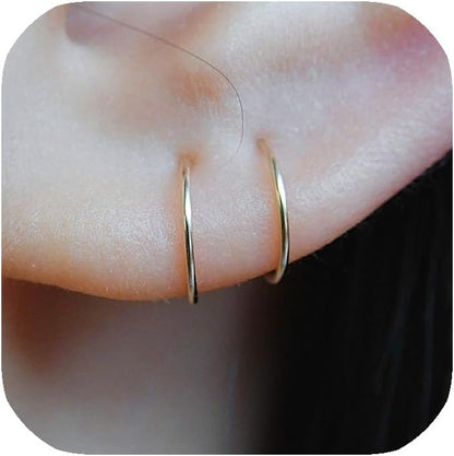 Small Gold or Sterling Silver Huggie Hoop Earrings for Women Cartilage Nose Helix Tragus