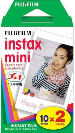 Fujifilm Instax Mini Instant Film (20 Sheets) + 20 Sticker Frames + TSC Microfiber Cleaning Cloth – for Mini 8, 9, 11, 12, 50s, 25, 7s, 90 Cameras & Mini Link