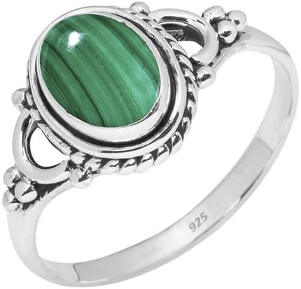Natural Gemstone Stone Rings- 925 Sterling Silver Ring For Womens and Girls Christmas Gift