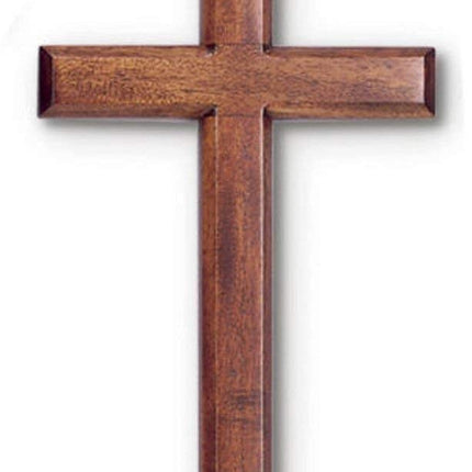 Unp Wall Cross 4" x 8" Mahogany Dark Wood Polybagged Pre-drilled Hole