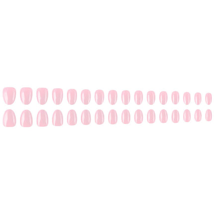 Soft Pink Press on Nails Short Oval Fake Nails with Solid Color Design,Reusable Artificial Nails,Easy Apply Full Cover Stick on Nails for Women Manicure 32Pcs