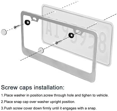 Raised 3D Emblem Stainless Steel License Plate Tag Frame Cover ForLexus with Rust Proof Bolts Caps (1x Chrome)
