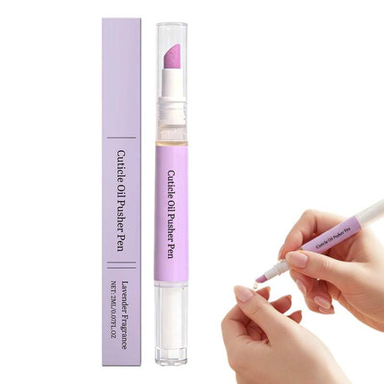 2-in-1 Cuticle Oil Pusher Pen, Nail Cuticle Pen Applicator, Cuticles Remover Pens for Dry Damaged Nails, Hangnails, Moisturize Strengthen Brighten (1pc)