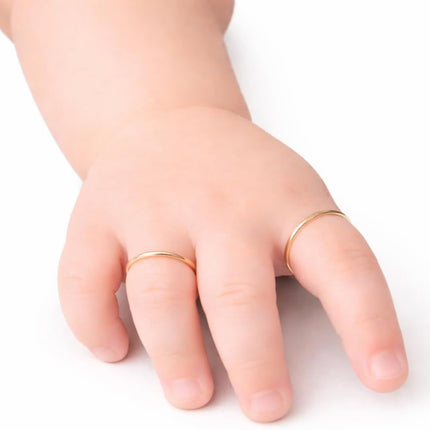 Ellie J Maui 14K Gold Filled Baby Stacking Rings - Dainty Gold Stackable Band Thumb Pinky Finger Ring, Baby Girl or Boy Jewelry Keepsake for Baby, Baptism Gifts for Baby, Infant (Size 0 to 5)