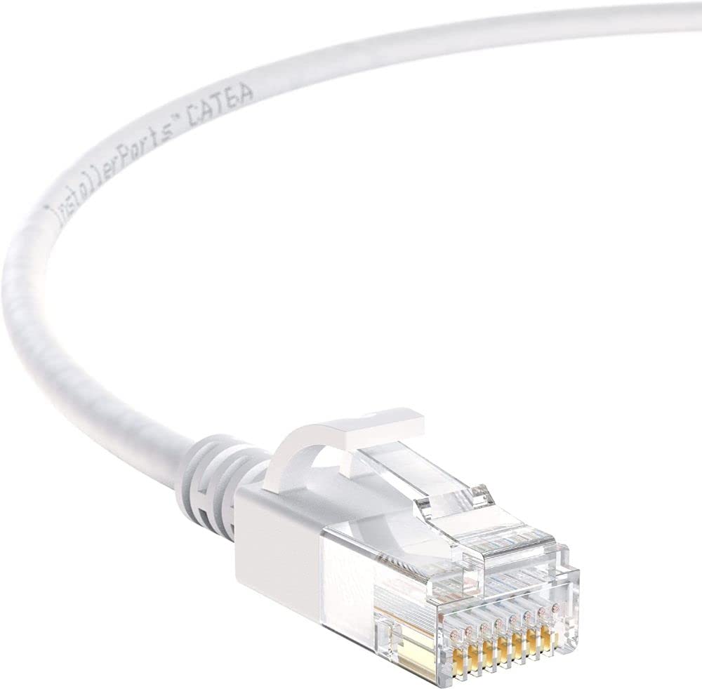 Ethernet Cable CAT6A Slim Cable UTP Booted 0.5 FT (10 Pack) - White - Professional Series - 10Gigabit/Sec Network/High
