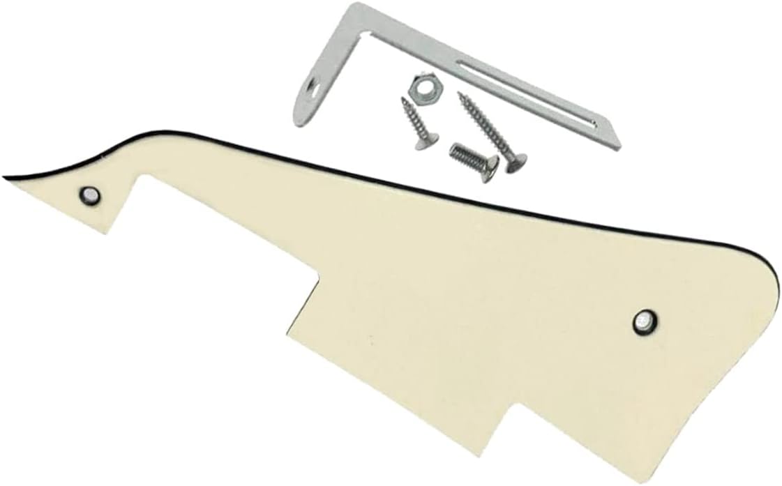 Aged White 3 Ply LP Guitar Pickguard with Chrome Bracket
