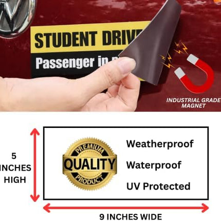 Funny Student Driver Magnetic Car Sign 4 Pack – Bumper Magnet Sticker for Car, Removable Vehicle Warning Magnet, Teen New Driver Safety Sign, Weatherproof Magnetic Car Decal for Beginner