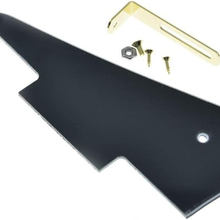 KAISH Black 3 Ply LP Guitar Pickguard with Gold Stainless Steel Bracket and Steel Mounting Screws for USA Les Paul