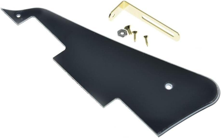 Black 3-Ply LP-Style Guitar Pickguard with Gold Bracket and Steel Screws - photo 5