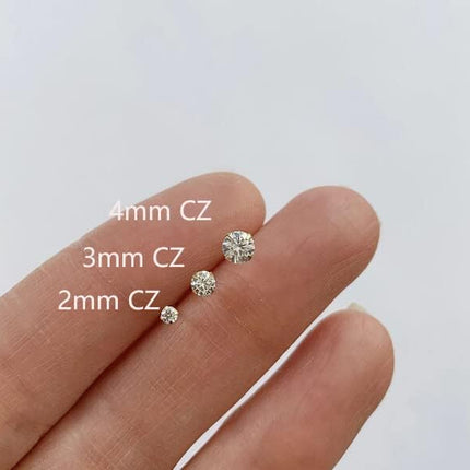 Renkovte Dainty Screw Flat Back Stud Earrings | Hypoallergenic 316L Stainless Steel | 5A CZ Sparkle | Secure Screw-On Design | Perfect for Cartilage & Sensitive Ears (2mm, 3mm, 4mm,Silver Color)