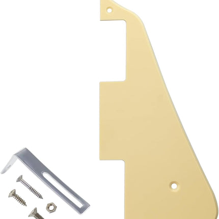 Electric Guitar Pickguard for Les Paul Modern Style with Chrome Bracket, Cream 1Ply