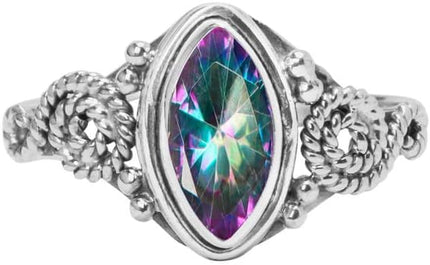 Gemstone Ring, 925 Sterling Silver Statement Ring For Women Girls Christmas Gifts Size US Handmade Jewelry