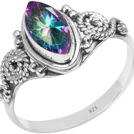 Gemstone Ring, 925 Sterling Silver Statement Ring For Women Girls Christmas Gifts Size US Handmade Jewelry