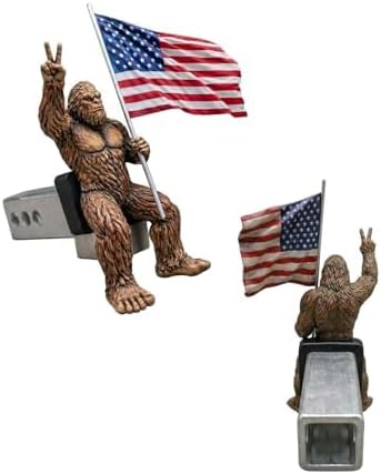 Patriot Bigfoot Trailer Hitch,American Flag Sasquatch Tow Receiver Plug,Bigfoot with Flag Trailer Hitch Cover,Heavy Duty Patriotic Truck Accessory for Truck Owners Patriots Outdoor Men (1, 2 inch)