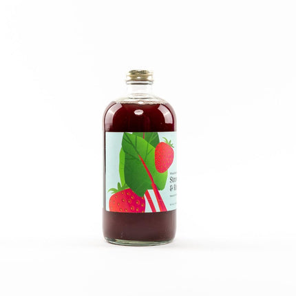 Wood Stove Kitchen - Strawberry & Rhubarb Mix | Cocktail & Mocktail Mixer - Natural Craft Syrup with Tasty Flavors - Concentrated & Alcohol Free - Aromatic, Honey, 16 oz.