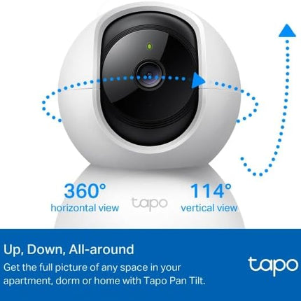 Tapo 2K Pan/Tilt Security Camera for Baby Monitor, Dog Camera w/Motion Detection, 2-Way Audio Siren, Night Vision, Cloud&SD Card Storage, Works w/Alexa & Google Assistant, 2-Pack (Tapo C210P2)