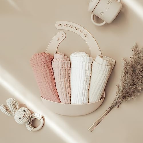 Konssy Baby Muslin Washcloths 7-Pack – 100% Cotton Soft & Absorbent Baby Bath Cloths