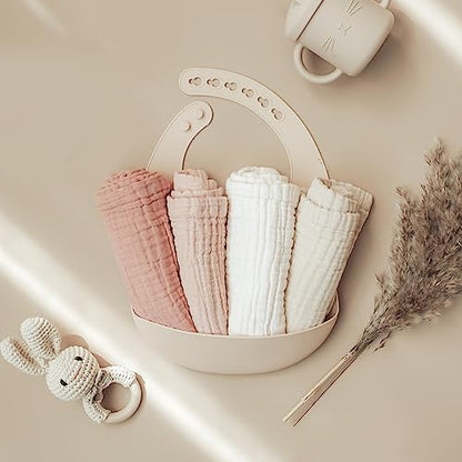 Konssy Baby Muslin Washcloths 7-Pack – 100% Cotton Soft & Absorbent Baby Bath Cloths