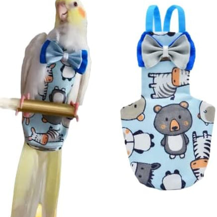 Bird Flight Suits Diapers for Monk Parakeets, Conures, Lovebirds, Cockatiels Flight Suits, Parrot Clothes, Bird Training Nappy Suit Liners Clothes (Medium,Blue-B)
