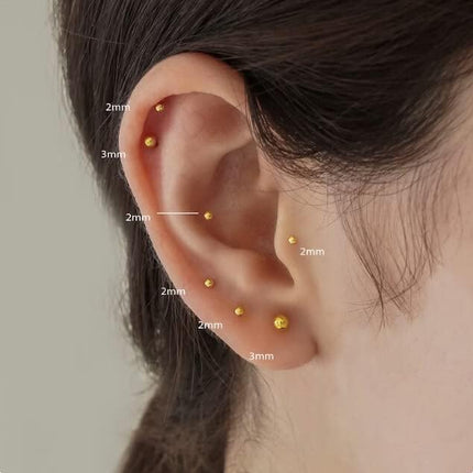 Renkovte Tiny Ball Stud Earrings for Women,Dainty 2mm 3mm 4mm Ball Studs for Cartilage Helix Second Lobe Piercing 316 Surgical Steel Hypoallergenic