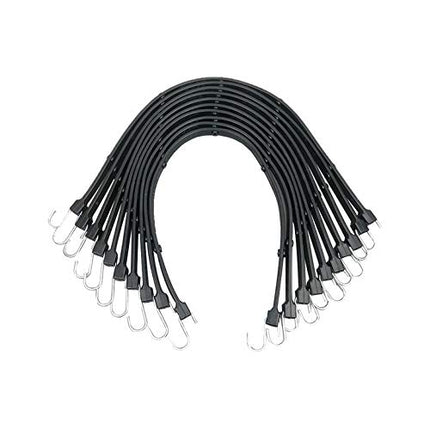 21" Rubber Tarp Straps with 150% Max Stretch, 100% EPDM Bungee Cords with Metal Crimped S Hooks, Ideal for Securing Tarps, Cargo, Canvases, Weatherproof (10 Pack)