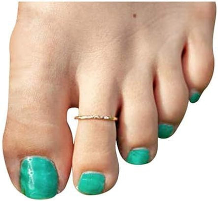 Ellie J Maui Toe Ring for Women– 14k Adjustable – Silver, Gold, or Rose Gold – Simple and Comfortable | 1.3 Hammered band Gold Filled ring, Rose Gold, Sterling Silver