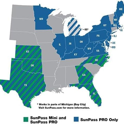 Sun Pass Pro Universal Toll Transponder – Prepaid Electronic Pass for Florida & 21 Additional States (MINI)