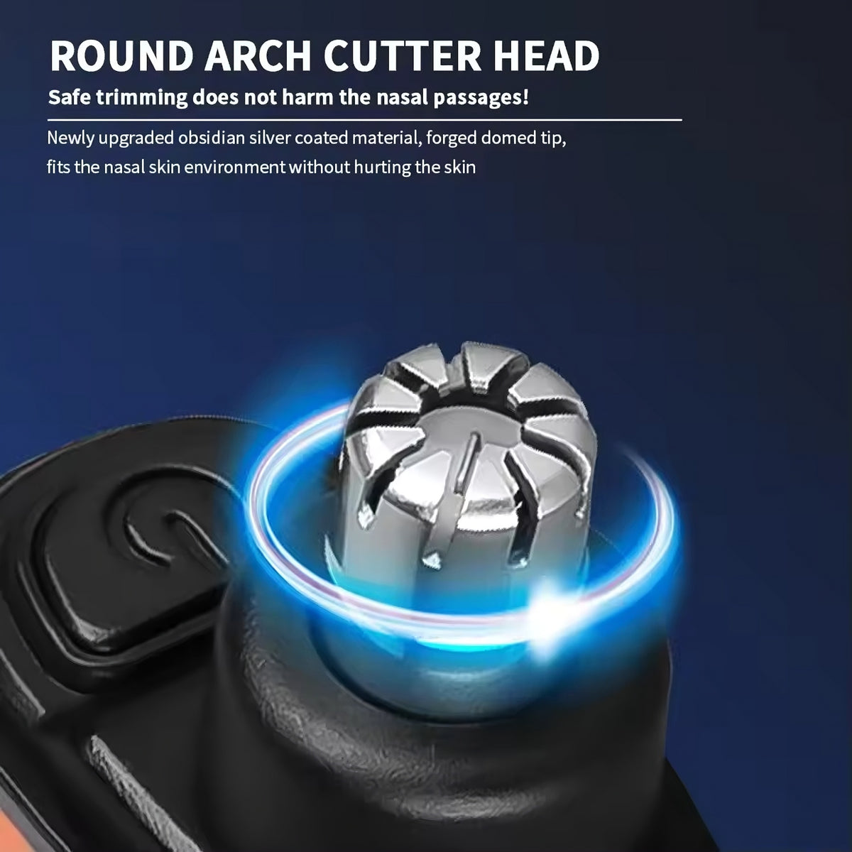 Electric nose hair trimmer in use demonstrating easy nose grooming