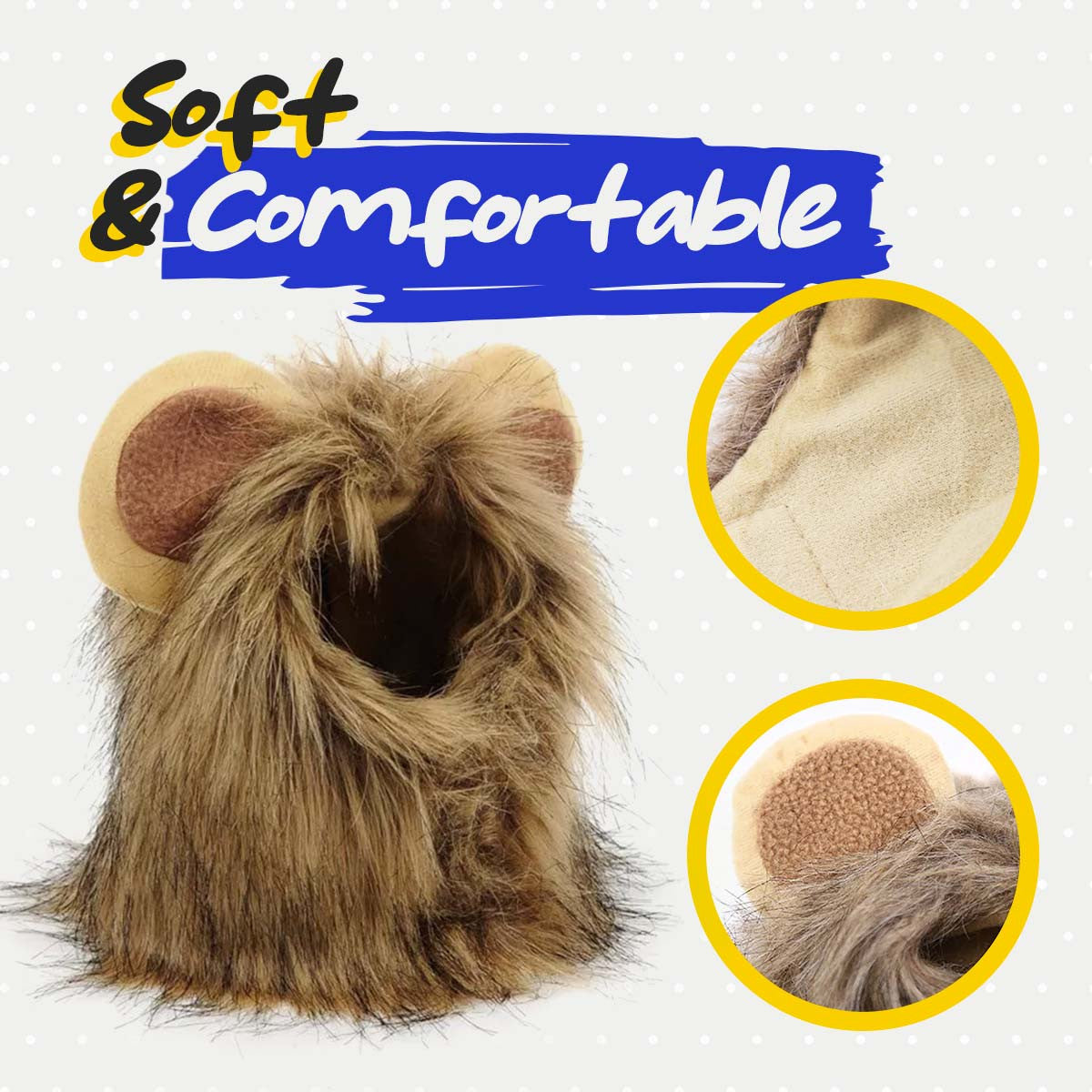 USA CALI Cat Lion Mane costume close-up detail - fits cats and small dogs
