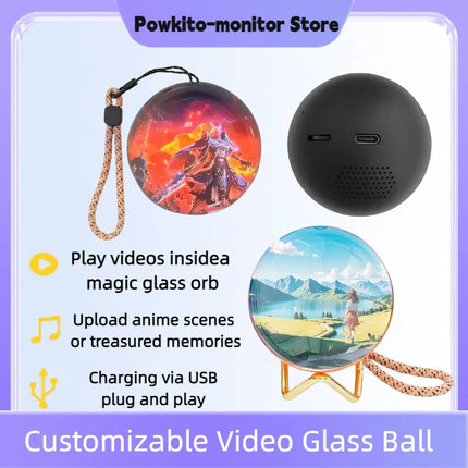 Customizable Video Crystal Sphere close-up of screen and glass detail