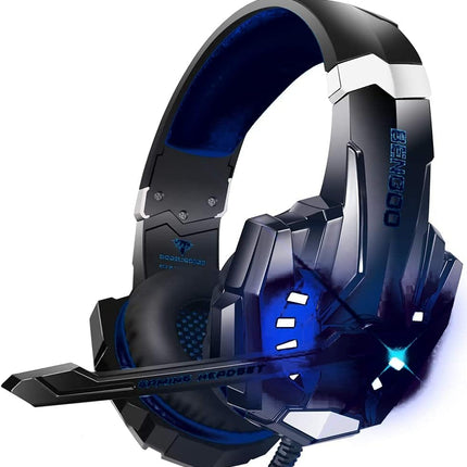 BENGOO G9000 Stereo Gaming Headset for PS4 PC Xbox One PS5 Controller, Noise Cancelling Over Ear Headphones with Mic, LED Light, Bass Surround, Soft Memory Earmuffs for Laptop Mac - Black