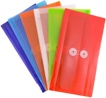 Plastic Filing Envelopes with Button & String Tie Closure - #10 Business Booklet - 5 1/4 x 10 - Assorted - photo 3