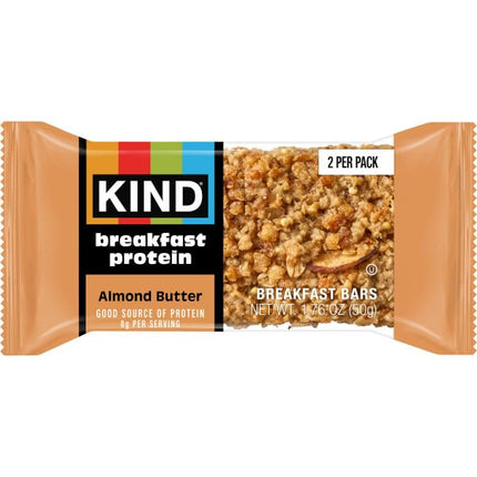 KIND Breakfast Protein Bars, Almond Butter, Gluten Free, Low Sodium, Healthy Snacks, 8g Protein, 6 Count (6 Packs of 2 Bars)