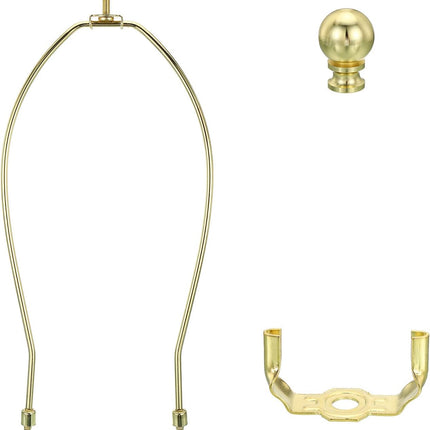 PATIKIL 12 Inch Lamp Harp Kit with Finials, 1 Set Detachable Shade Bracket Holders, DIY Lighting Accessories for Table Floor Lamps, Gold Tone