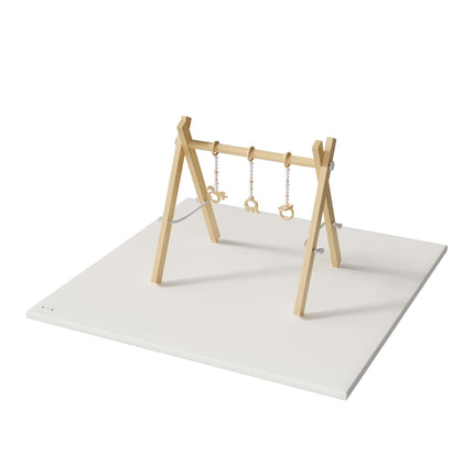 Baby Play Mat, Vegan Leather Cover, 49" x 49", 1.2" Thick, Beige