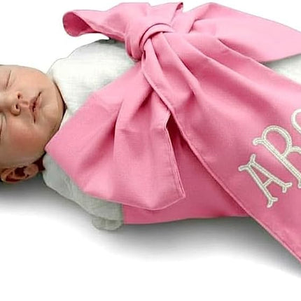 Morxy Personalized Newborn Swaddle Sash: Custom Cotton Big Bow for Baby Boys & Girls - Photography Prop & Nursery Decor