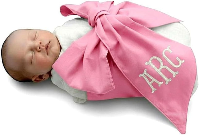 Personalized Newborn Swaddle Sash with Cotton Bow