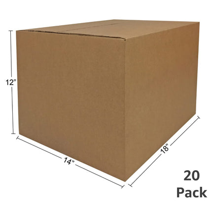 Medium Moving Boxes 18"L x 14"W x 12"H 20-Pack Corrugated Cardboard Box for Shipping, Mailing, Packing, Packaging and Storage