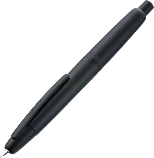 Matte Black Retractable Fine Nib Fountain Pen with Box and Converter Set, Clip Version