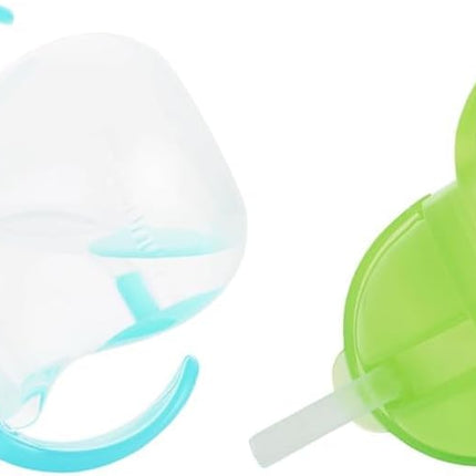 Munchkin Weighted Straw Sippy Cups for Toddlers 7oz, Leak Proof, Easy to Hold-Great toddler cups with straws, Supports Straw-use Education, Straw Cups (Blue/Green)