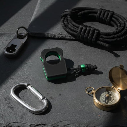EDC Knuckle Tactical Keychain | Black with Metalic Silk Accent 3D Printed with Paracord Lanyard and Matching Bead
