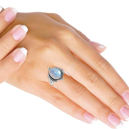 Handmade Genuine 925 Sterling Silver Ring Natural Gemstone Pearl, Amethyst, Carnelian, Onyx Oval Boho Jewelry For Women