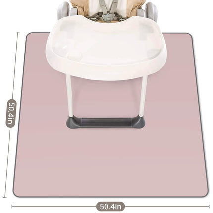 Baby Splat Mat for Under High Chair, 50.4 x 50.4 Inch Wipeable Splash Mat, Waterproof and Washable, Anti-Slip Floor Protector, Blush Pink