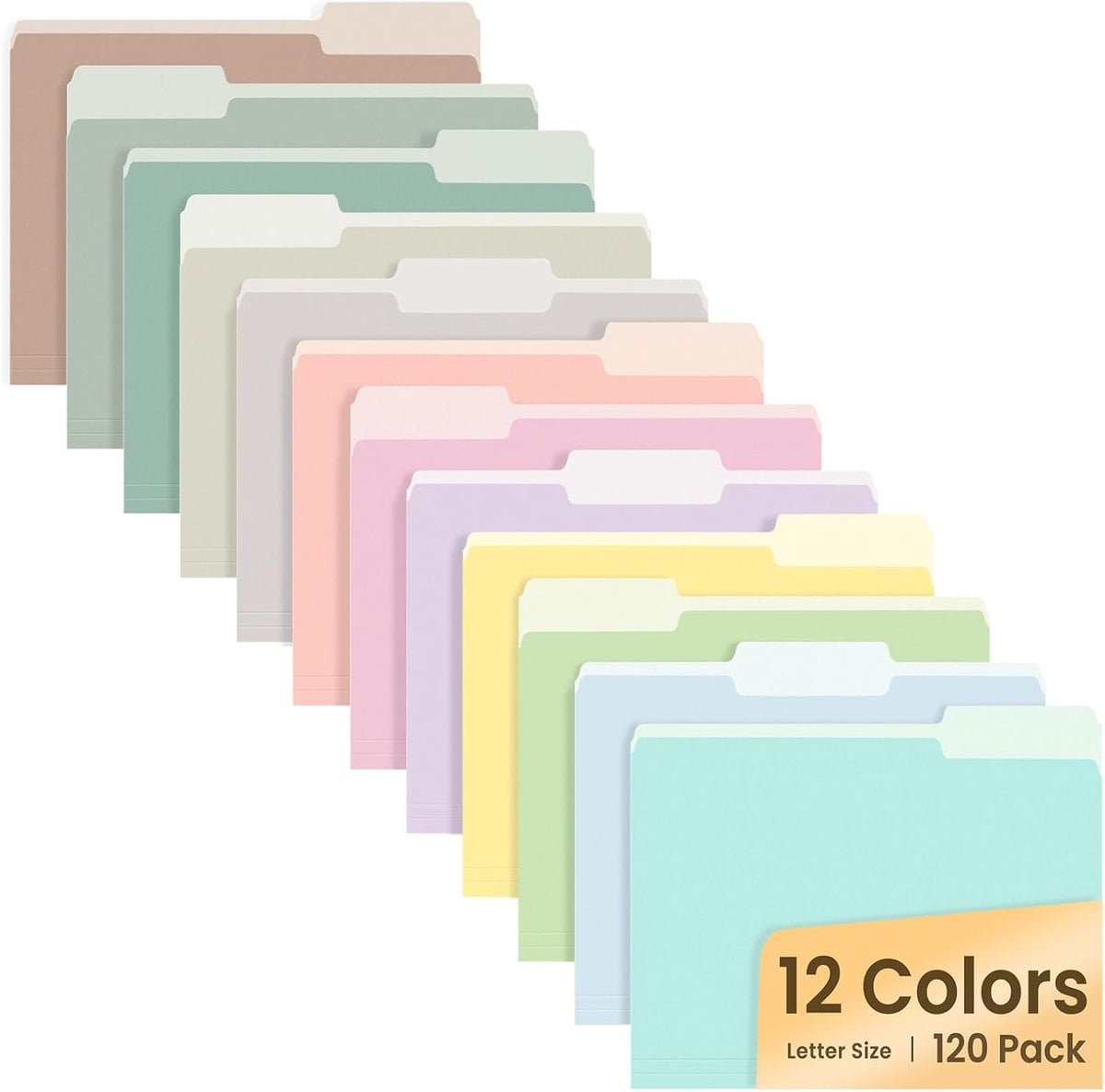 File Folders, 120 Pack Manilla Folders 8.5 x 11, 12 Colors Folder Office Organization Home School Folders for Documents