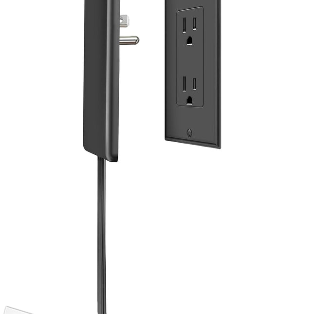 3FT Ultra Flat Plug Extension Cord Power Strip with 3 Outlets, Patented Detachable Ultra-Thin Outlet Cover Concealer &