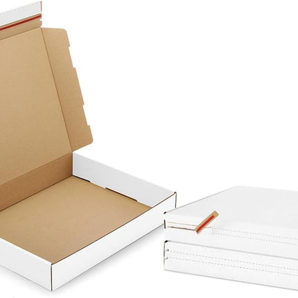 Shipping-Boxes-13x10x2 Inches: 25 Pack-Self-Seal-Cardboard-Boxes-for-Packaging, White-Shipping-Boxes-for-Packing-Small-Business, Corrugated Box Mailers for Book Shoes Gift Mailing