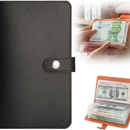 100 Envelope Savings Challenge Book,A6 Budget Binder with Envelopes, Savings Challenges Book Organizer Folder,Easy and Fun Way to Save $5,050, $10000 (Black)