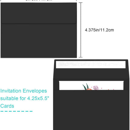 70 Packs of Invitation Envelopes, A2 Envelopes Black, Postcard Envelopes for 4.5x5.5 Cards, Envelopes for Invitations, Self Seal for Photos RSVP, Greeting Cards