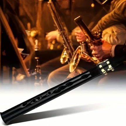 Portable Pocket Saxophone - 8-Hole Mini Soprano/Alto Clarinet-like Reed Instrument, Compact Resin Saxophone for Beginners & Travel, White Pocket Saxie with Golden-Style Ligature-like Mechanism